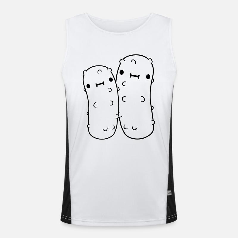 team 2 small cucumbers with - Men's Functional Contrast Tank Top  - white/black