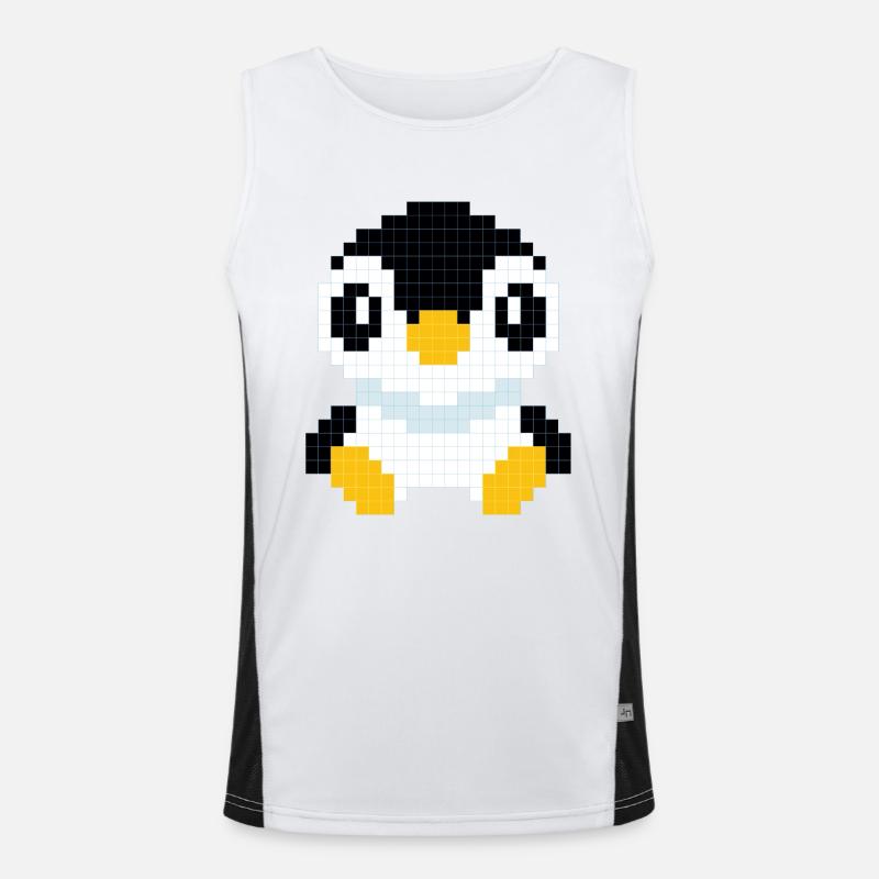 Ein pixeliger Pinguin Funktionelles Kontrast-Tank Top für Männer 