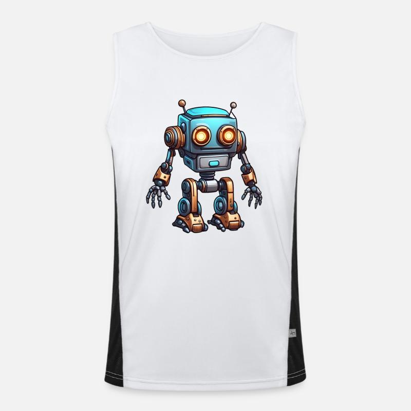 Robot / Machine / AI / Technology / Mechanics - Men's Functional Contrast Tank Top  - white/black