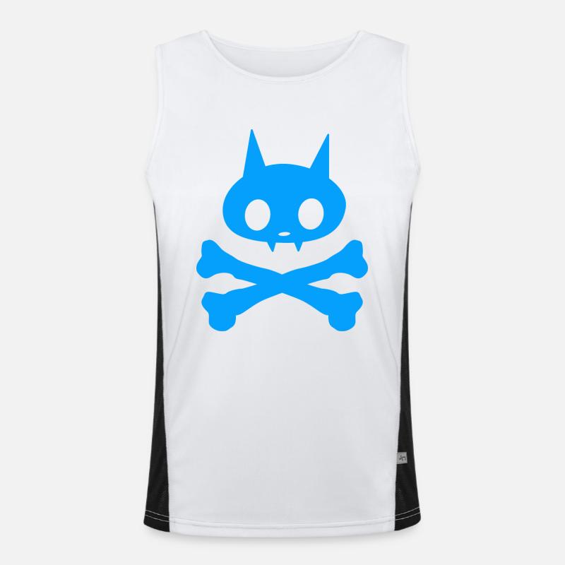 Skelett Katze Junge Funktionelles Kontrast-Tank Top für Männer 