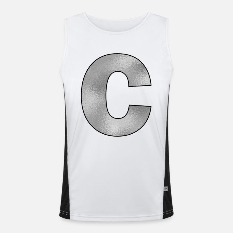 Letter C Silver Men's Functional Contrast Tank Top 