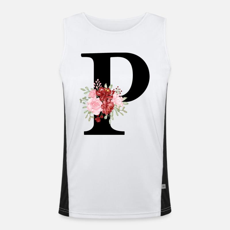 Roter Blumenbuchstabe P Funktionelles Kontrast-Tank Top für Männer 