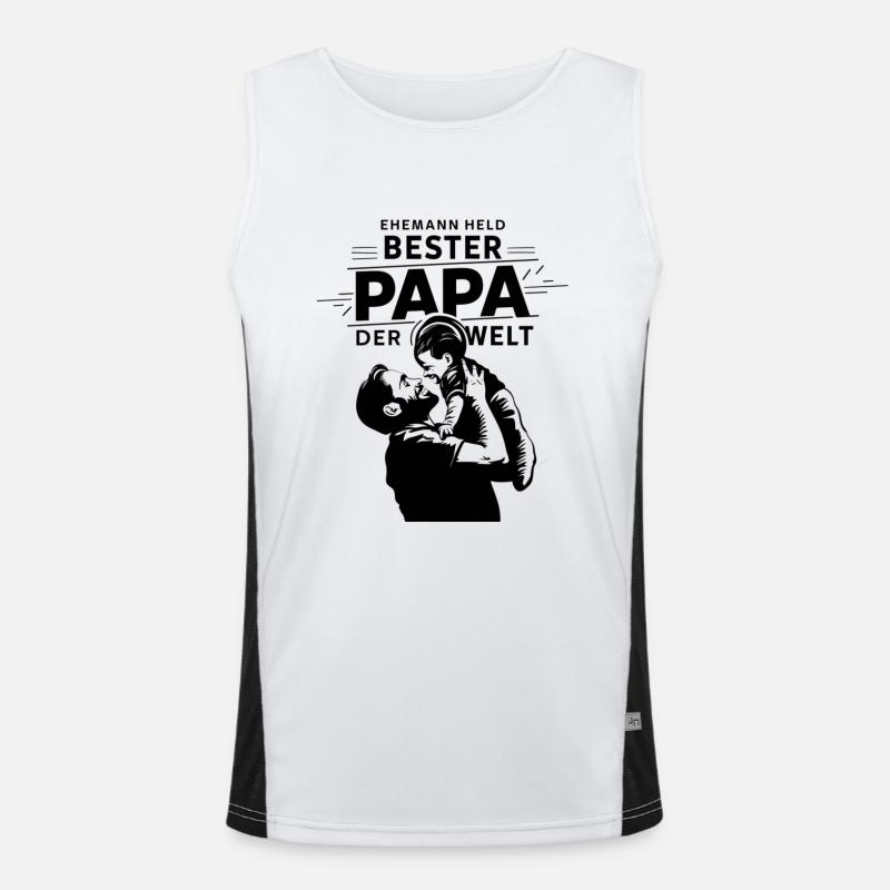 Ehemann Held bester Papa der Welt Funktionelles Kontrast-Tank Top für Männer 