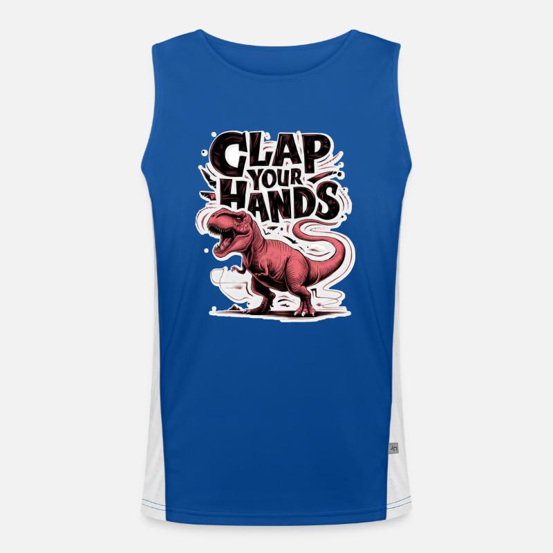 Dinosaur - clapping hands - humor Men's Functional Contrast Tank Top 