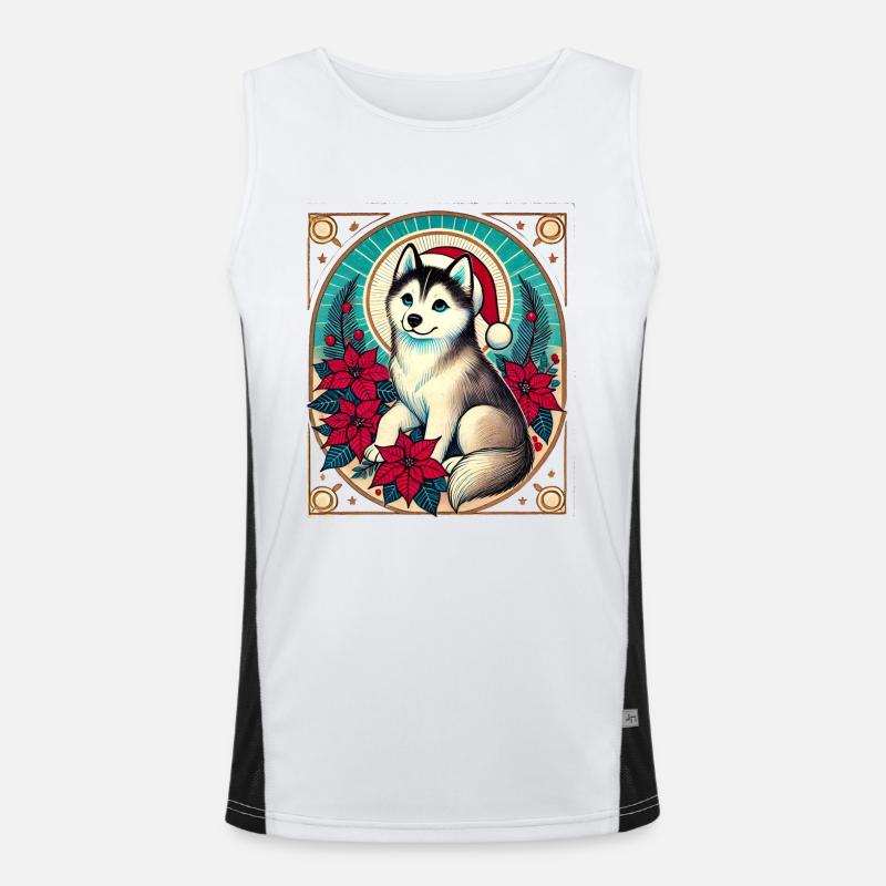 Alaskan Malamute Christmas Men's Functional Contrast Tank Top 