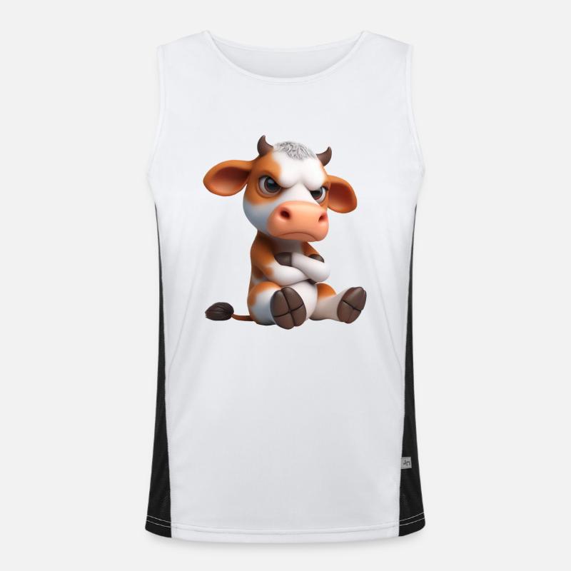 Kuh grimmig 3 Funktionelles Kontrast-Tank Top für Männer 