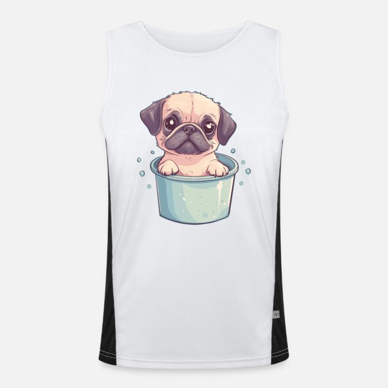 Mops Bad Funktionelles Kontrast-Tank Top für Männer 