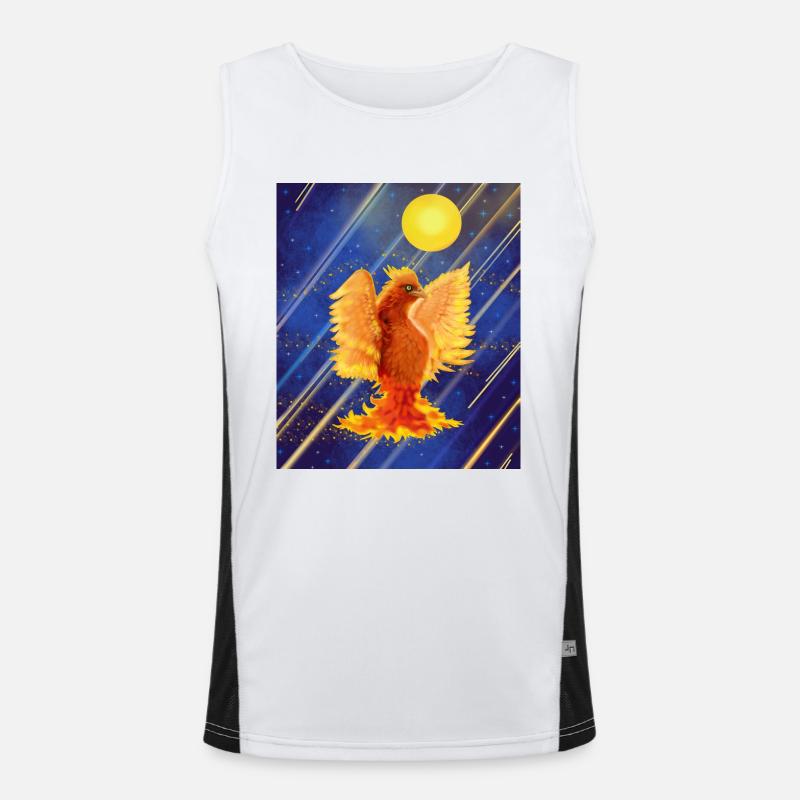Cosmic Glowing Firebird: Cyber-Semurg - Men's Functional Contrast Tank Top  - white/black