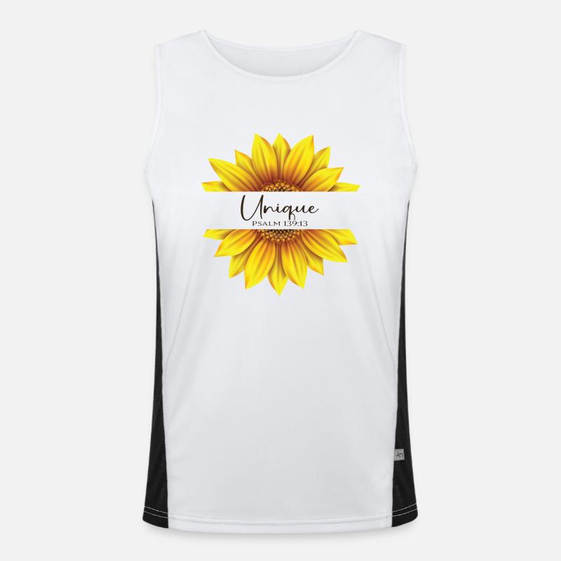 Christliches Sonnenblumendesign Ich bin einzigartig Psalm 139: Funktionelles Kontrast-Tank Top für Männer 