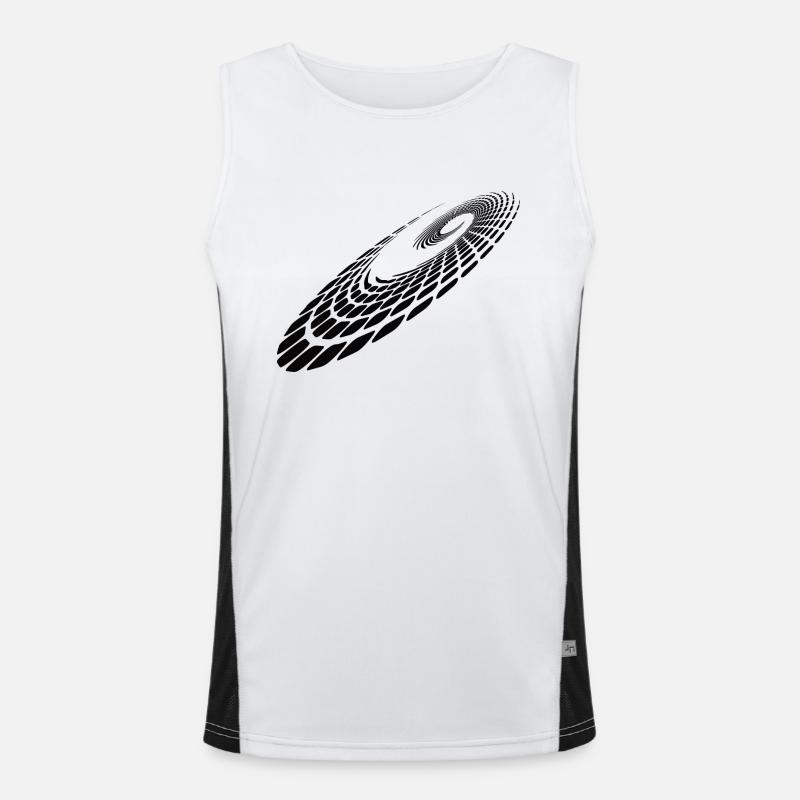 Geometric Circle Spiral Lines Points - Men's Functional Contrast Tank Top - white/black