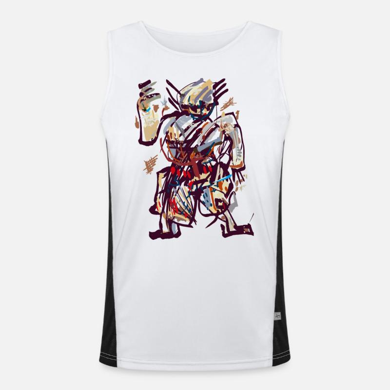 Samurai Abstrakt Funktionelles Kontrast-Tank Top für Männer 