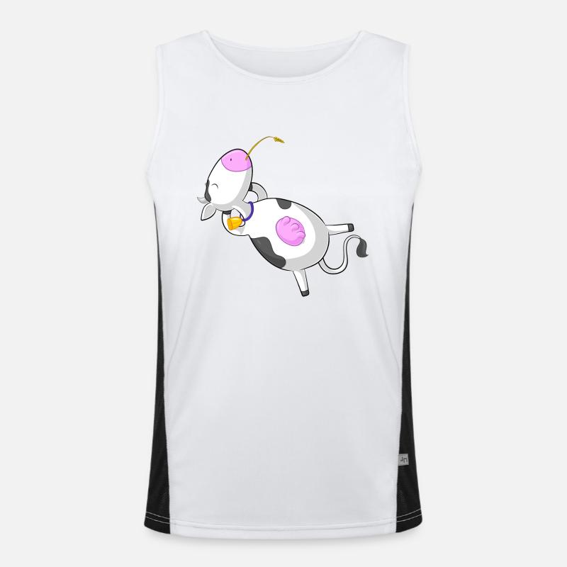 Entspannte Comic Kuh Funktionelles Kontrast-Tank Top für Männer 