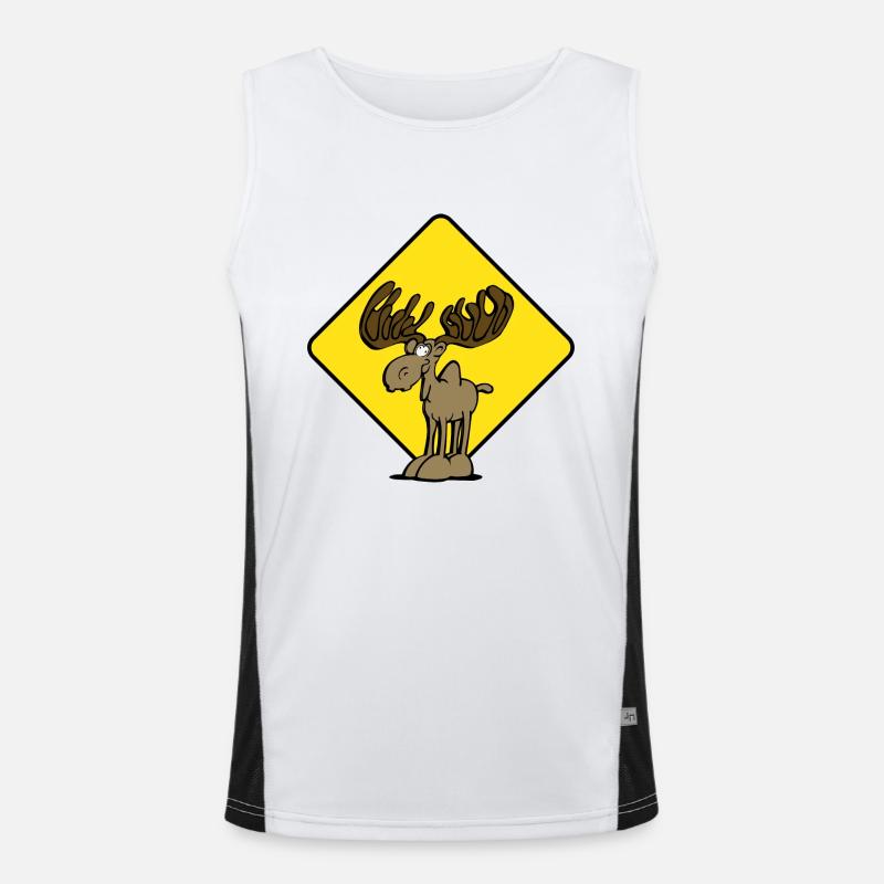 Caution Moose Moose - Men's Functional Contrast Tank Top  - white/black