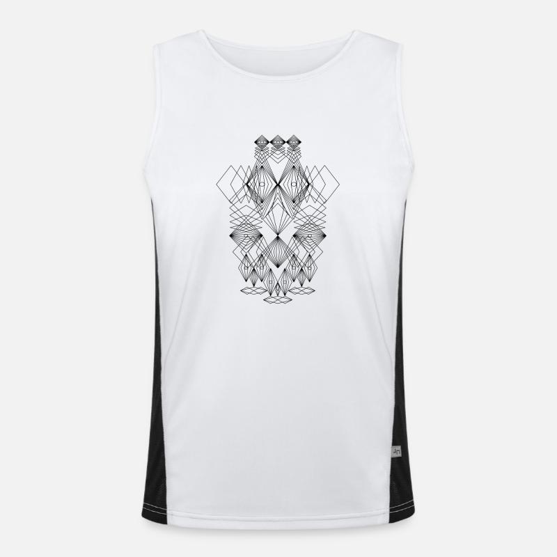 Abstract Faces Drawing Crazy Art Men's Functional Contrast Tank Top 