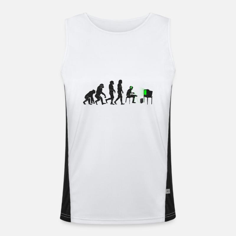 Gamer evolution geschenk spieler nerd geek noob Funktionelles Kontrast-Tank Top für Männer 