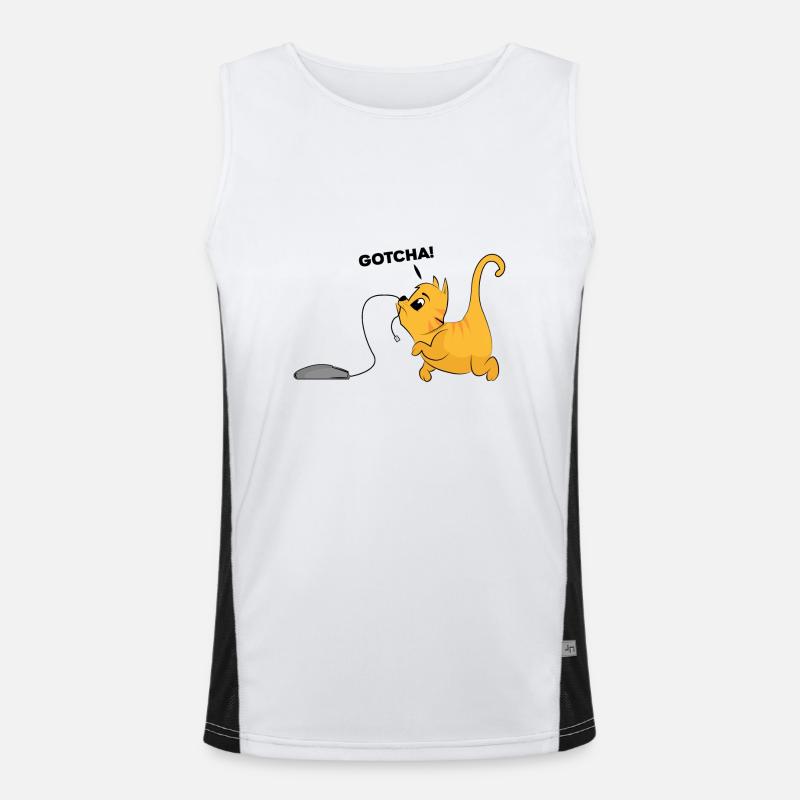 Katze fängt computer Maus Geschenk Kätzchen Funktionelles Kontrast-Tank Top für Männer 
