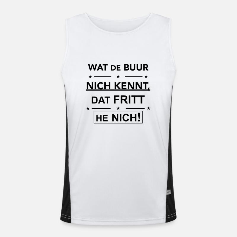 Plattdeutscher Spruch Geschenk Idee Funktionelles Kontrast-Tank Top für Männer 