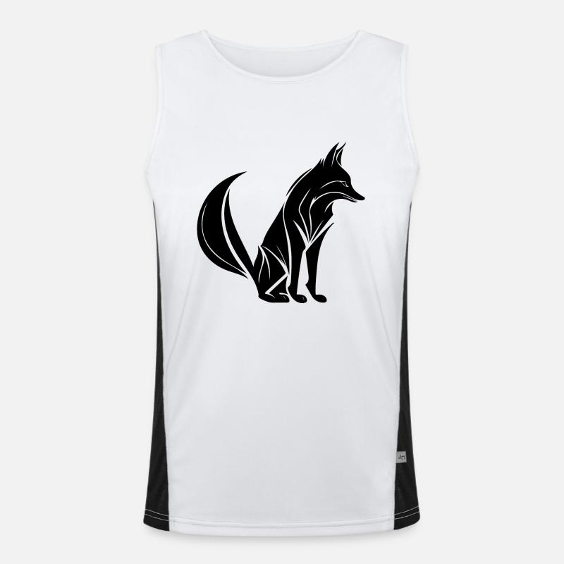 Smart Cute Fox Tattoo Style Portrait Men's Functional Contrast Tank Top 