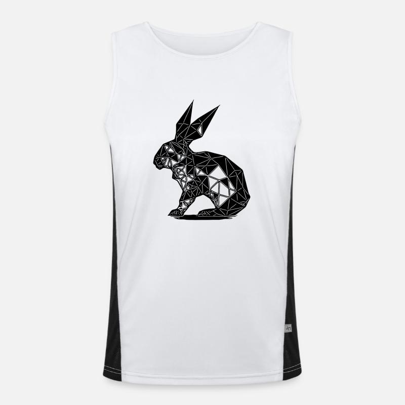 Geometric Rabbit Geometry Lines Rabbit - Men's Functional Contrast Tank Top - white/black