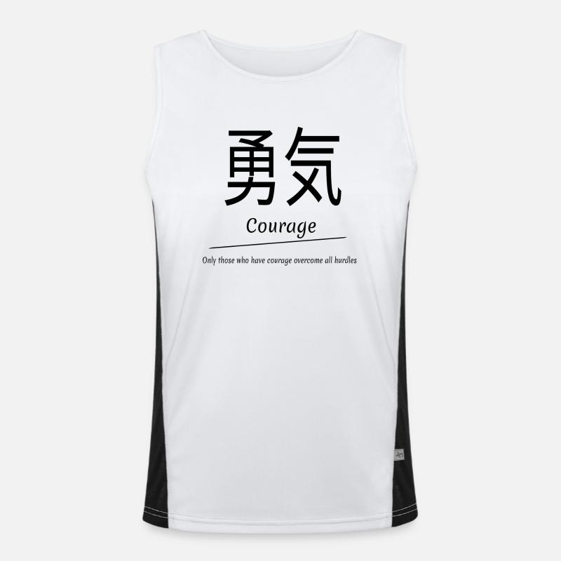 Courage, Courage, caractères japonais, Simple Débardeur respirant contrasté Homme 