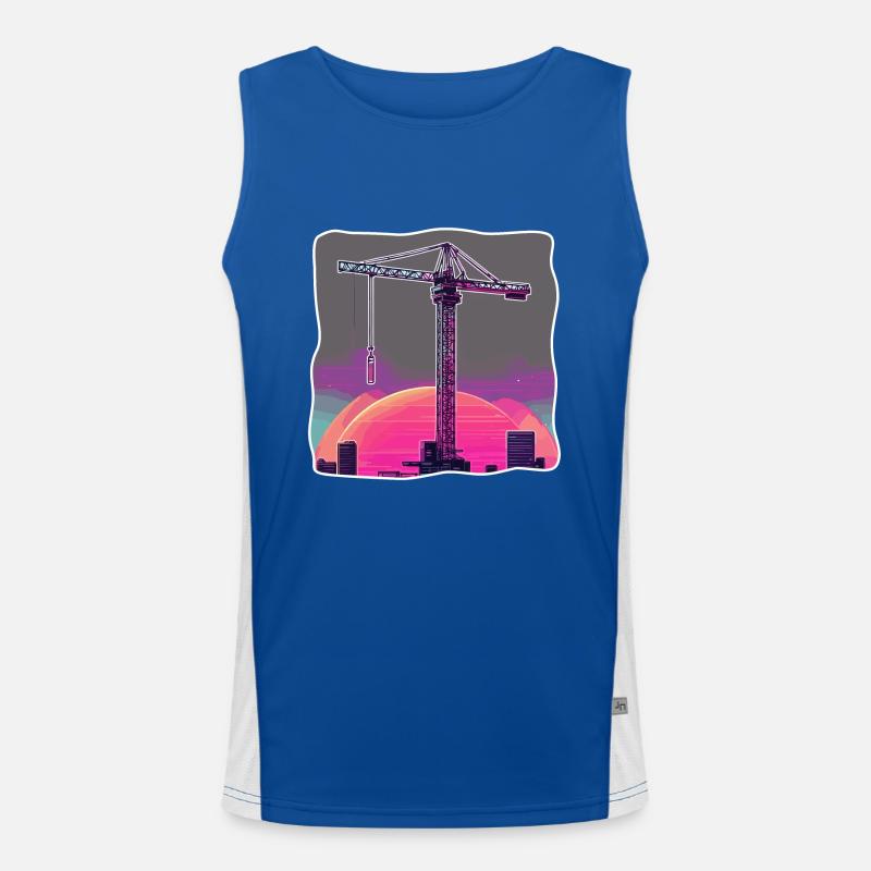 Crane / construction site / winch / crane system Men's Functional Contrast Tank Top 