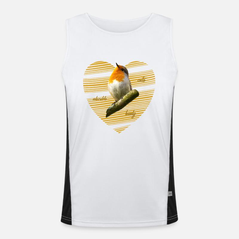 Robin Erithacus rubecula - Men's Functional Contrast Tank Top  - white/black