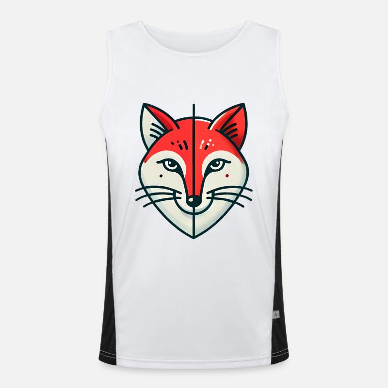 Geometric Split Fox Illustration Men's Functional Contrast Tank Top 