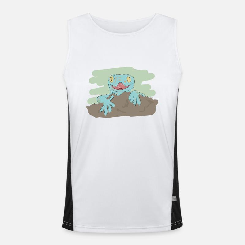 Illustrated design with gecko Men's Functional Contrast Tank Top 