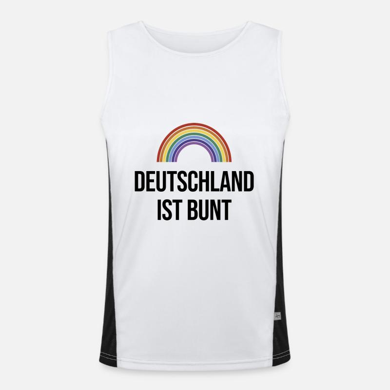 Deutschland ist bunt in Regenbogen Farben Funktionelles Kontrast-Tank Top für Männer 