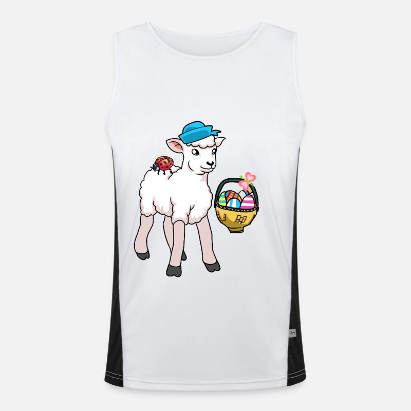Schafe Schaf Lamm Ostern Ostereier Funktionelles Kontrast-Tank Top für Männer 