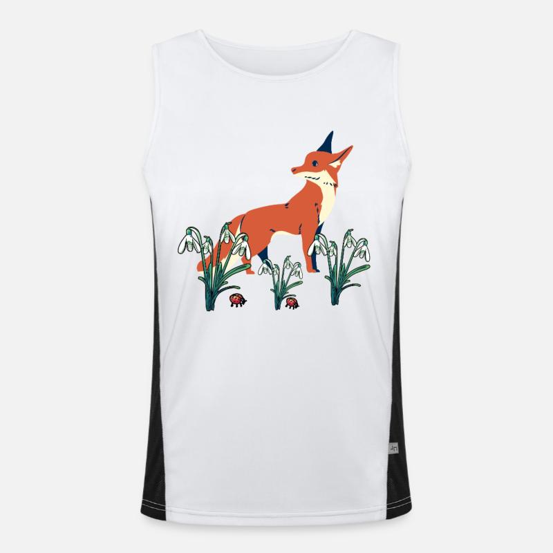 Spring Snowdrops Fox Foxes - Men's Functional Contrast Tank Top  - white/black