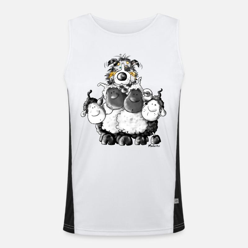 Australian Shepherd and sheep - Dog Men's Functional Contrast Tank Top 
