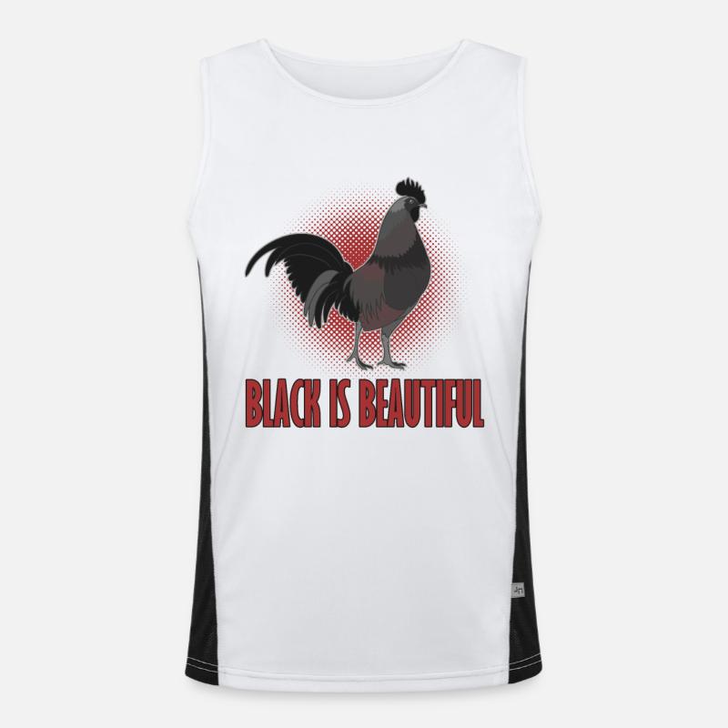 Cemani Hahn schwarz Huehnerrasse Funktionelles Kontrast-Tank Top für Männer 