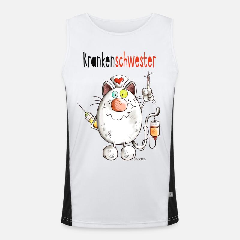Happy Krankenschwester Katze - Comic Funktionelles Kontrast-Tank Top für Männer 