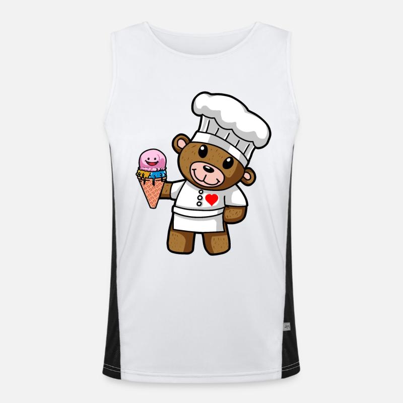 Teddy Eiscreme Konditor Süßigkeiten Eisdiele Kind Funktionelles Kontrast-Tank Top für Männer 