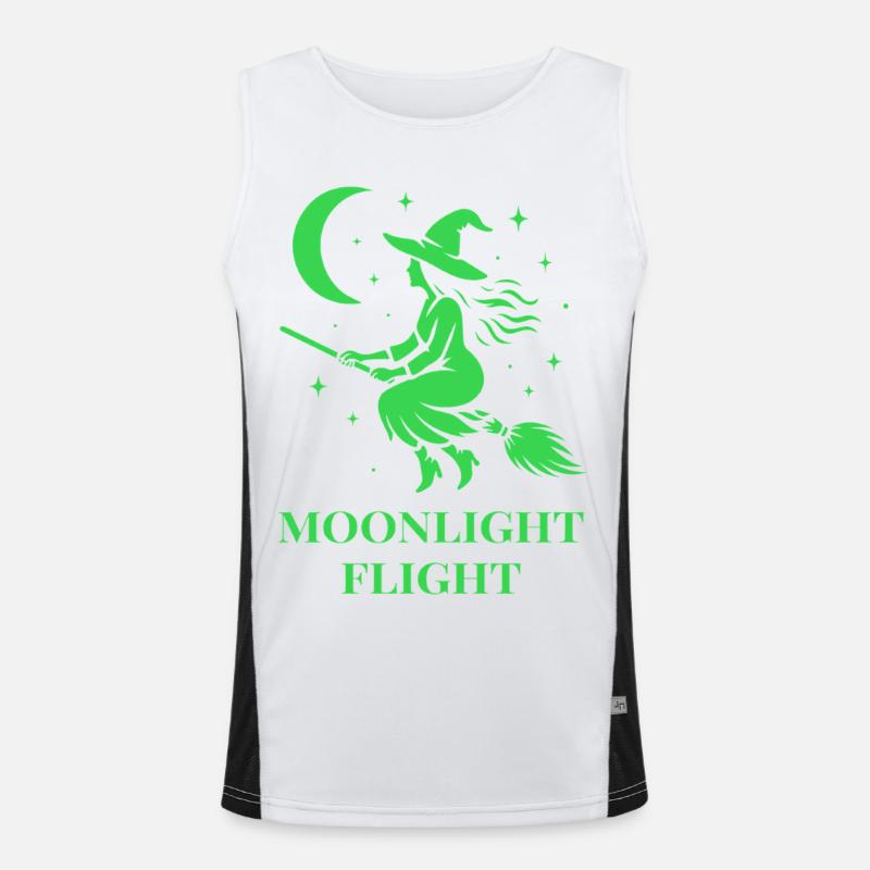 Witch flies through the night by moonlight Men's Functional Contrast Tank Top 