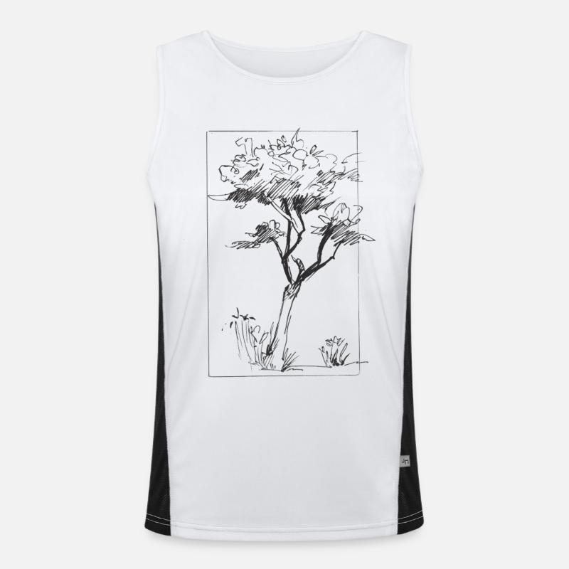 Tree sketch Funktionelles Kontrast-Tank Top für Männer 