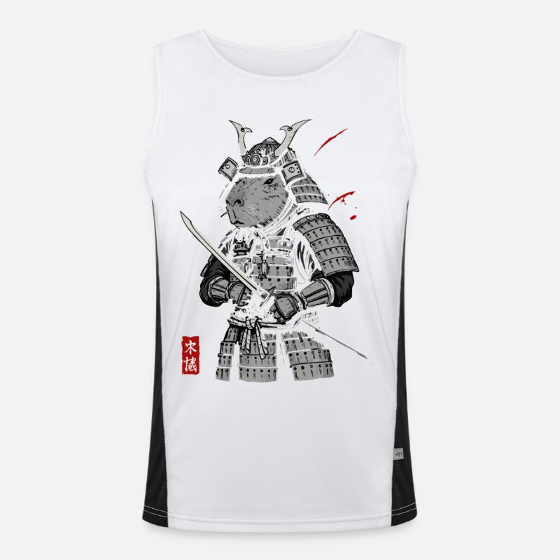 Otaku Katze Samurai Funktionelles Kontrast-Tank Top für Männer 