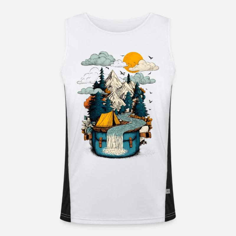 Sentier du lac de montagne - Camping Backpacker Motif Débardeur respirant contrasté Homme 