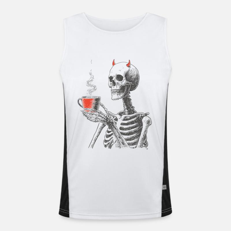 Devilish Coffee Skeleton Men's Functional Contrast Tank Top 