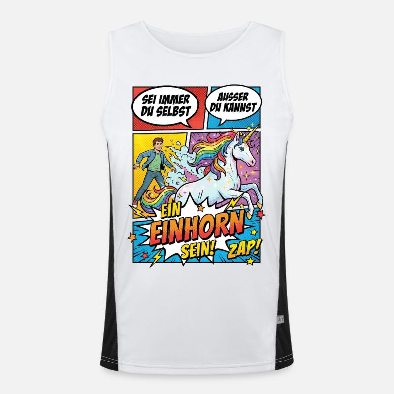 Einhorn Power im Pop-Comic Funktionelles Kontrast-Tank Top für Männer 