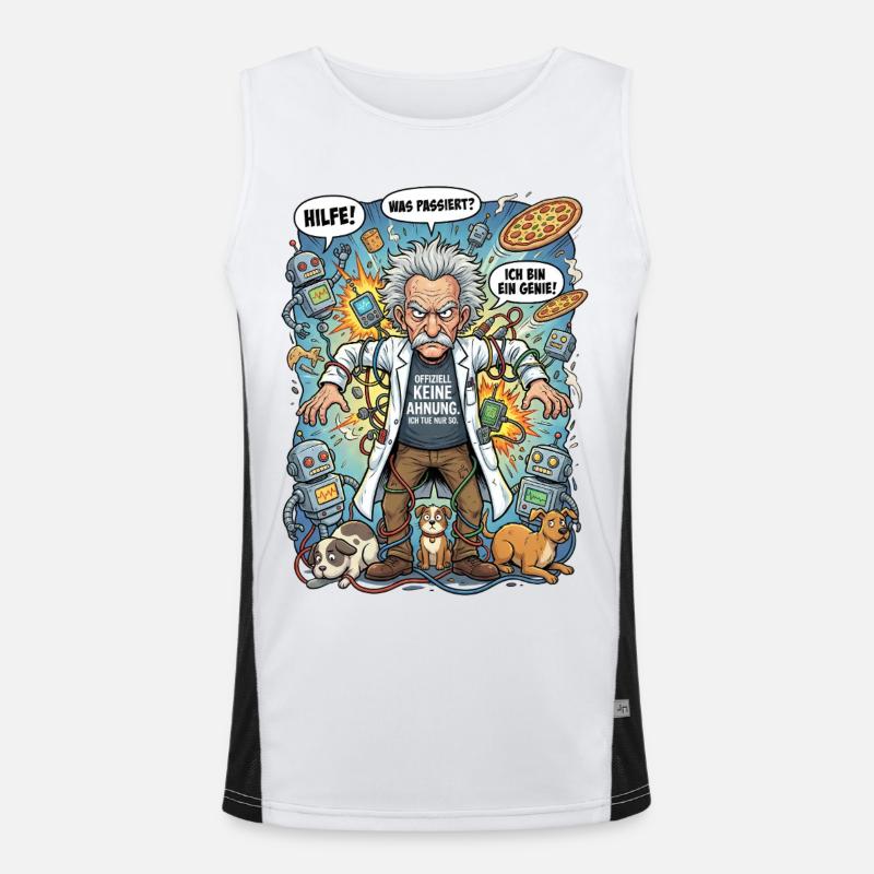 Genius in chaos: Einstein and robots Men's Functional Contrast Tank Top 