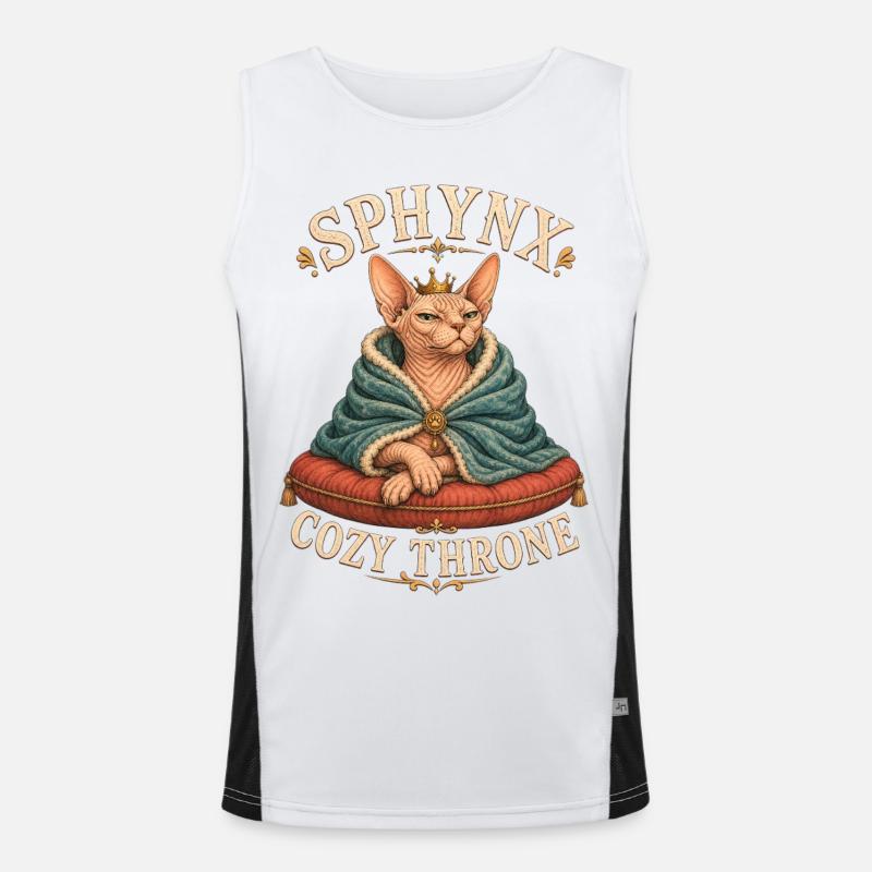 SPHYNX COZY THRONE Cat - Men's Functional Contrast Tank Top  - white/black