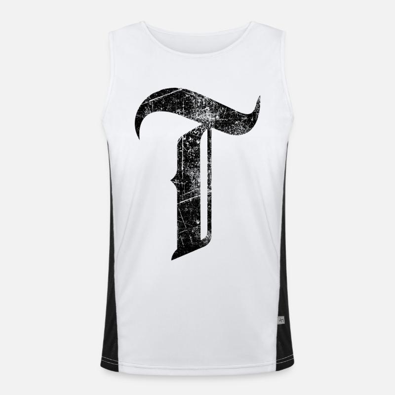 Tshirt alphabet initial T - Men's Functional Contrast Tank Top  - white/black