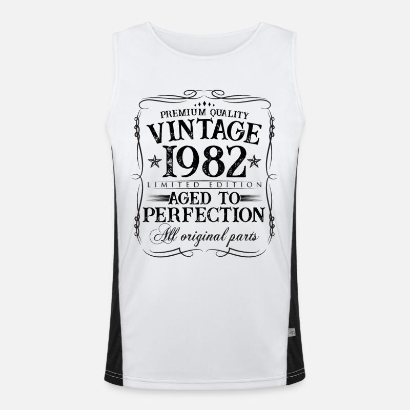 1982 vintage birthday gift Men's Functional Contrast Tank Top 