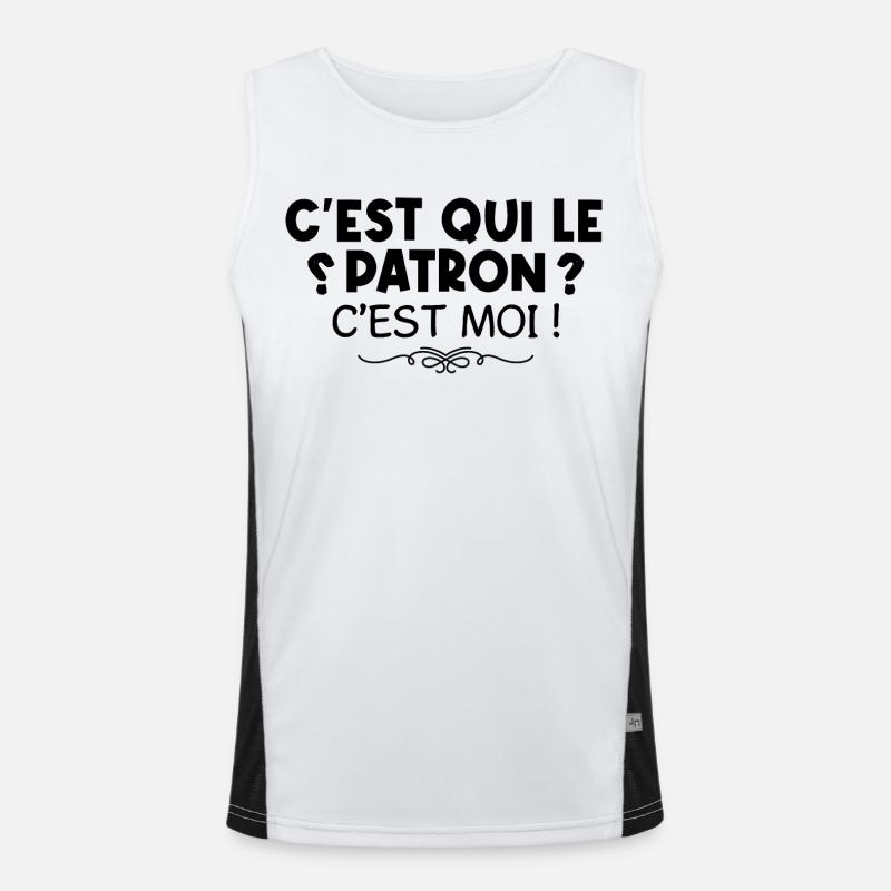 C’est qui le patron ? - c’est moi le patron ! Débardeur respirant contrasté Homme 