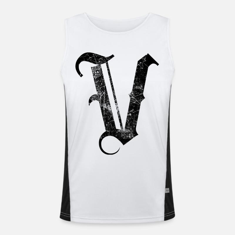 Tshirt alphabet initial V - Men's Functional Contrast Tank Top  - white/black