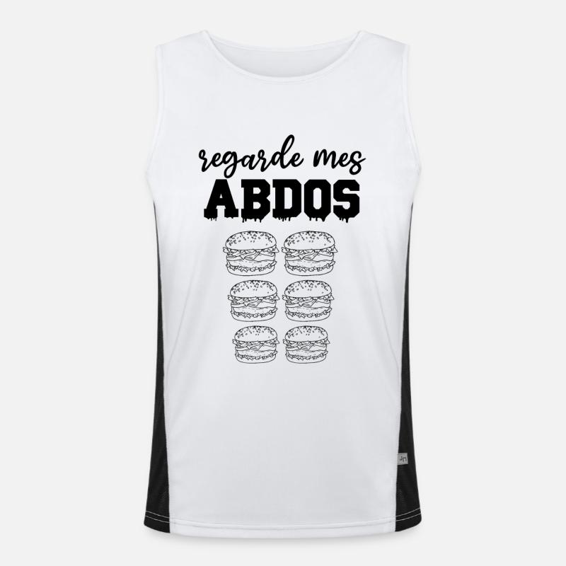 Regarde mes abdos burger cadeau bouffe Débardeur respirant contrasté Homme 