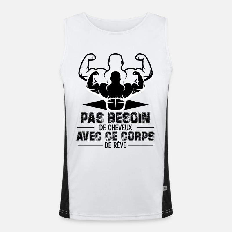 PAS BESOIN DE CHEVEUX AVEC CE CORPS DE RÊVE Débardeur respirant contrasté Homme 