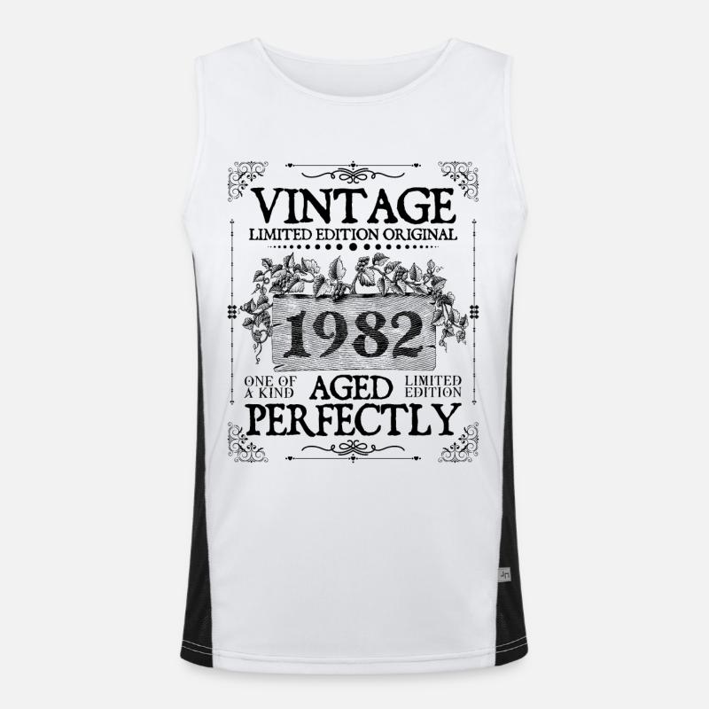 1982 | Vintage Aged Perfectly seit 1982 Geburtstag Funktionelles Kontrast-Tank Top für Männer 
